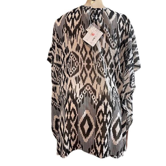 NWT Club Z Collection Black White Beaded Swim Coverup Size L/XL NEW - Picture 2 of 6